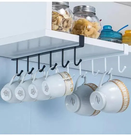 Metal 6 Hooks Hanger For Kitchen, Mug Cup Storage Rack