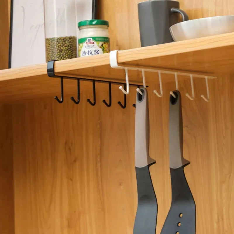 Metal 6 Hooks Hanger For Kitchen, Mug Cup Storage Rack