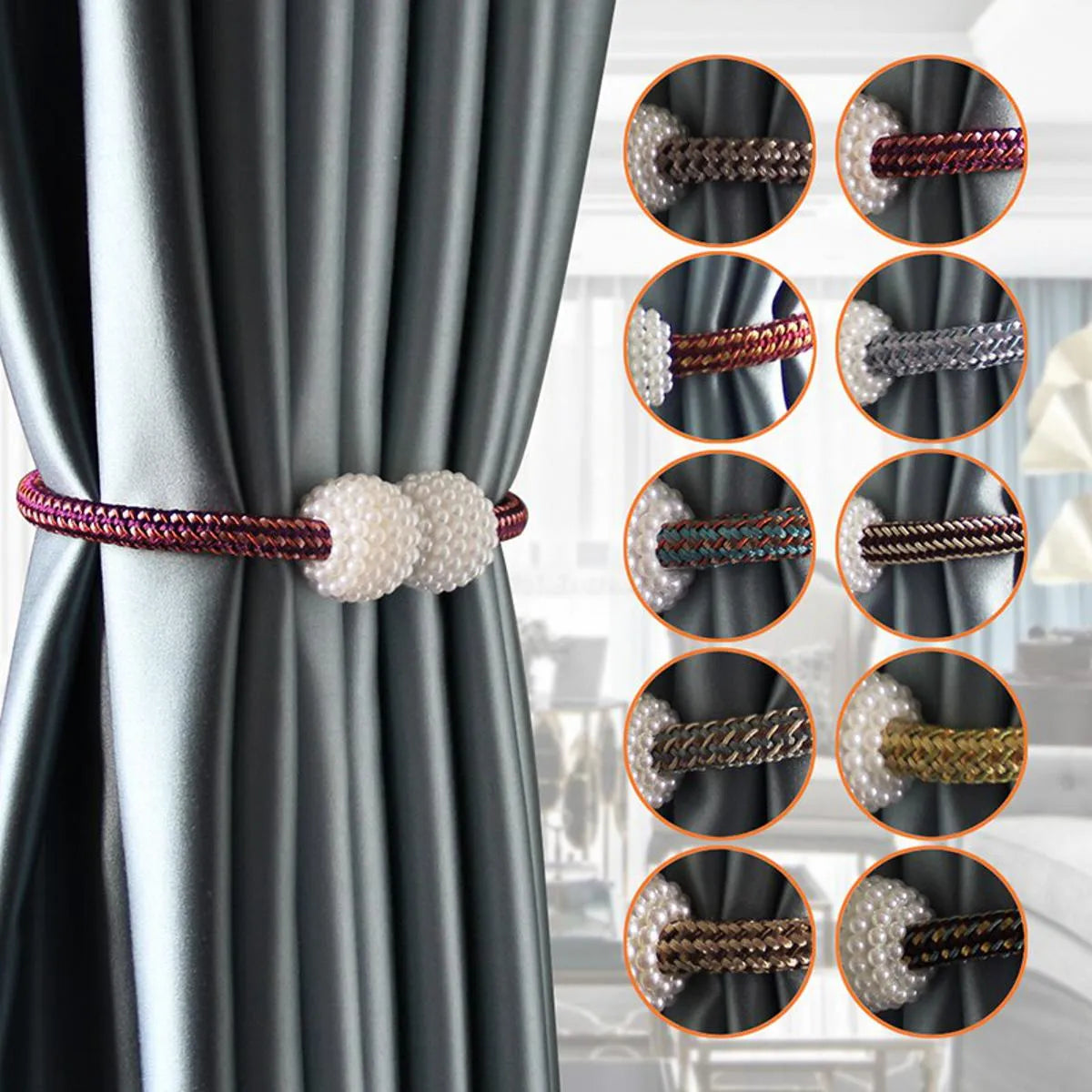 Magnetic Pearl Holder Curtain Holders