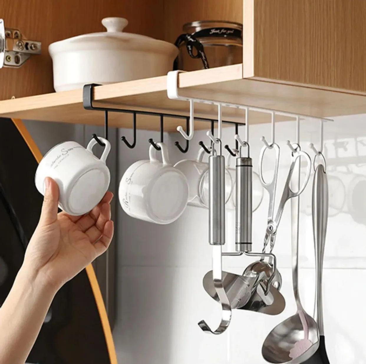 Metal 6 Hooks Hanger For Kitchen, Mug Cup Storage Rack